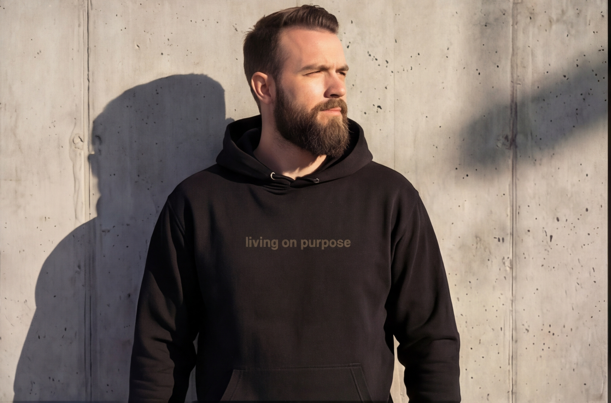 Lion Crest Hoodie - "Living on Purpose" Inspirational Black Pullover