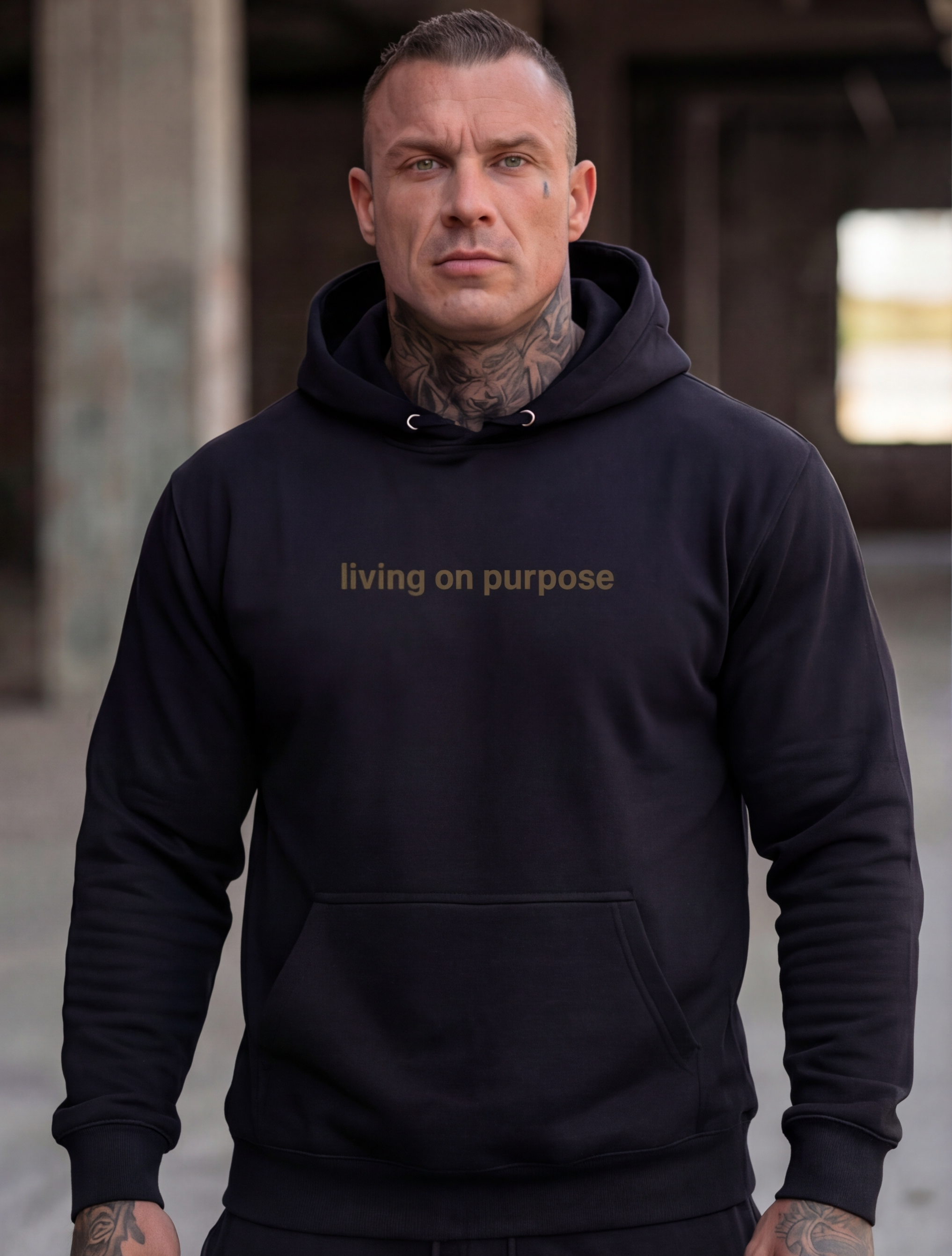 Lion Crest Hoodie - "Living on Purpose" Inspirational Black Pullover